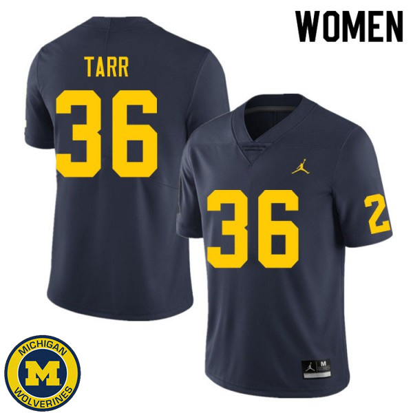 Women's Michigan Wolverines #36 Greg Tarr Navy Embroidery Jersey